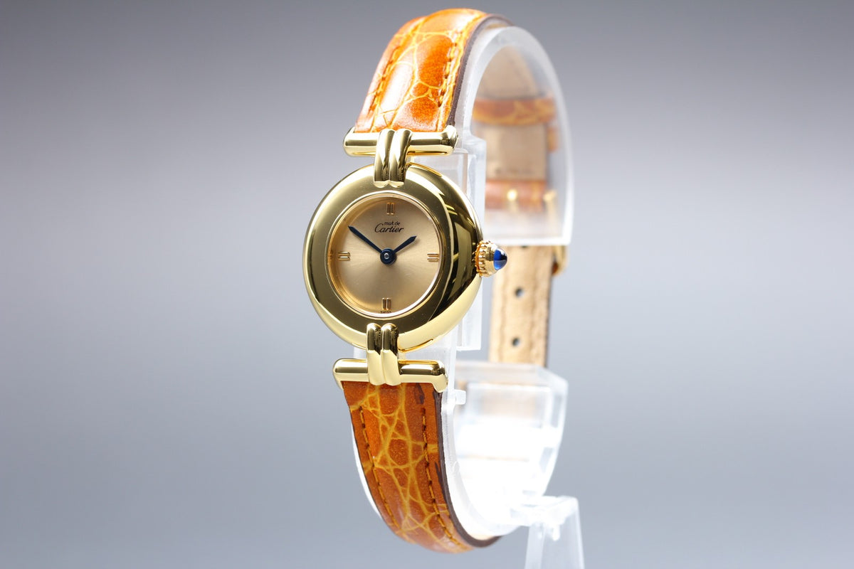 Cartier Must Colisee Vermeil 1902 Gold Women's Quartz Watch Vintage [Pouch]
