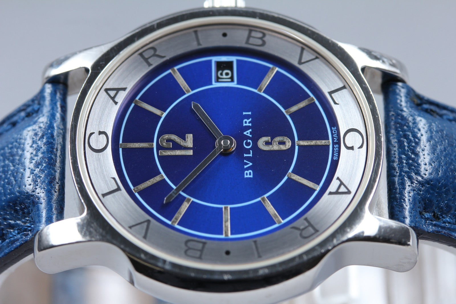 [Exc+5 Box] BVLGARI Solotempo ST35S 35mm Blue Dial Unisex Quartz Watch