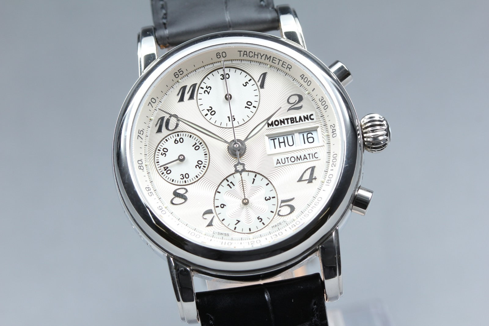 MONTBLANC Meistersteck 7016 Silver Day/Date Automatic Men's Watch JP N MINT*Box