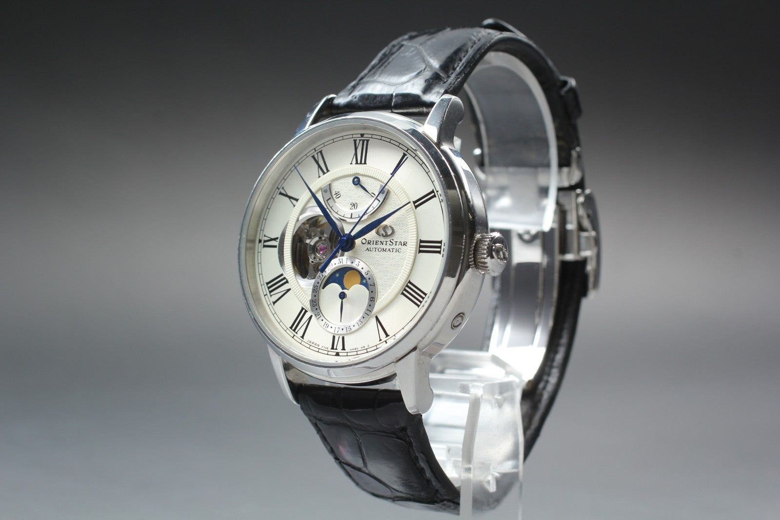 ORIENT STAR F7X6-UAA0 Moon Phase Automatic Silver Date Men's Watch 41mm Exc+5