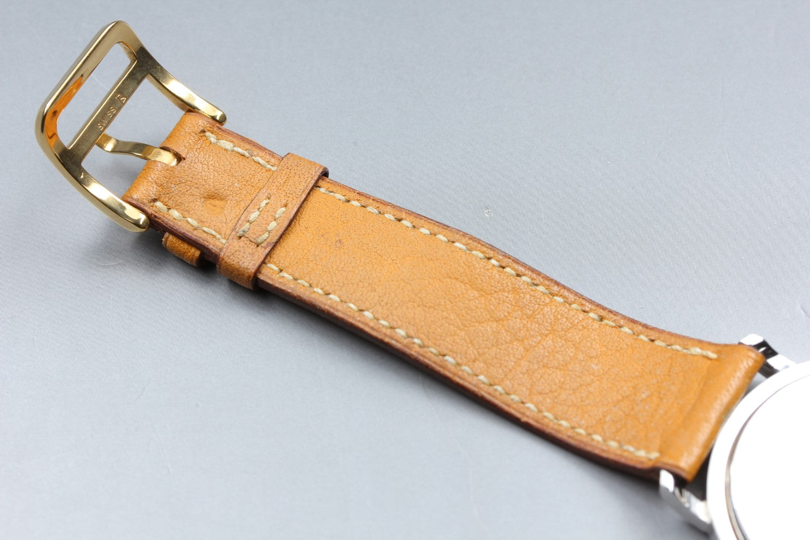 Vintage Hermes Clipper 34mm White Dial Brown Date Unisex Watch Quartz  [w/Box]