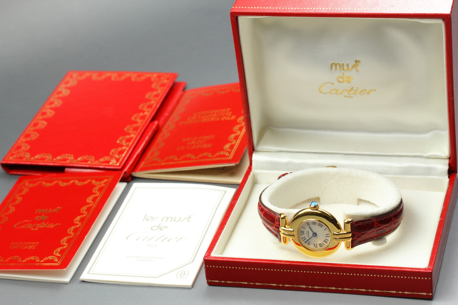 Vintage[Near MINT- Box] Cartier Must Colisee Vermeil 590002 Women's Quartz Watch