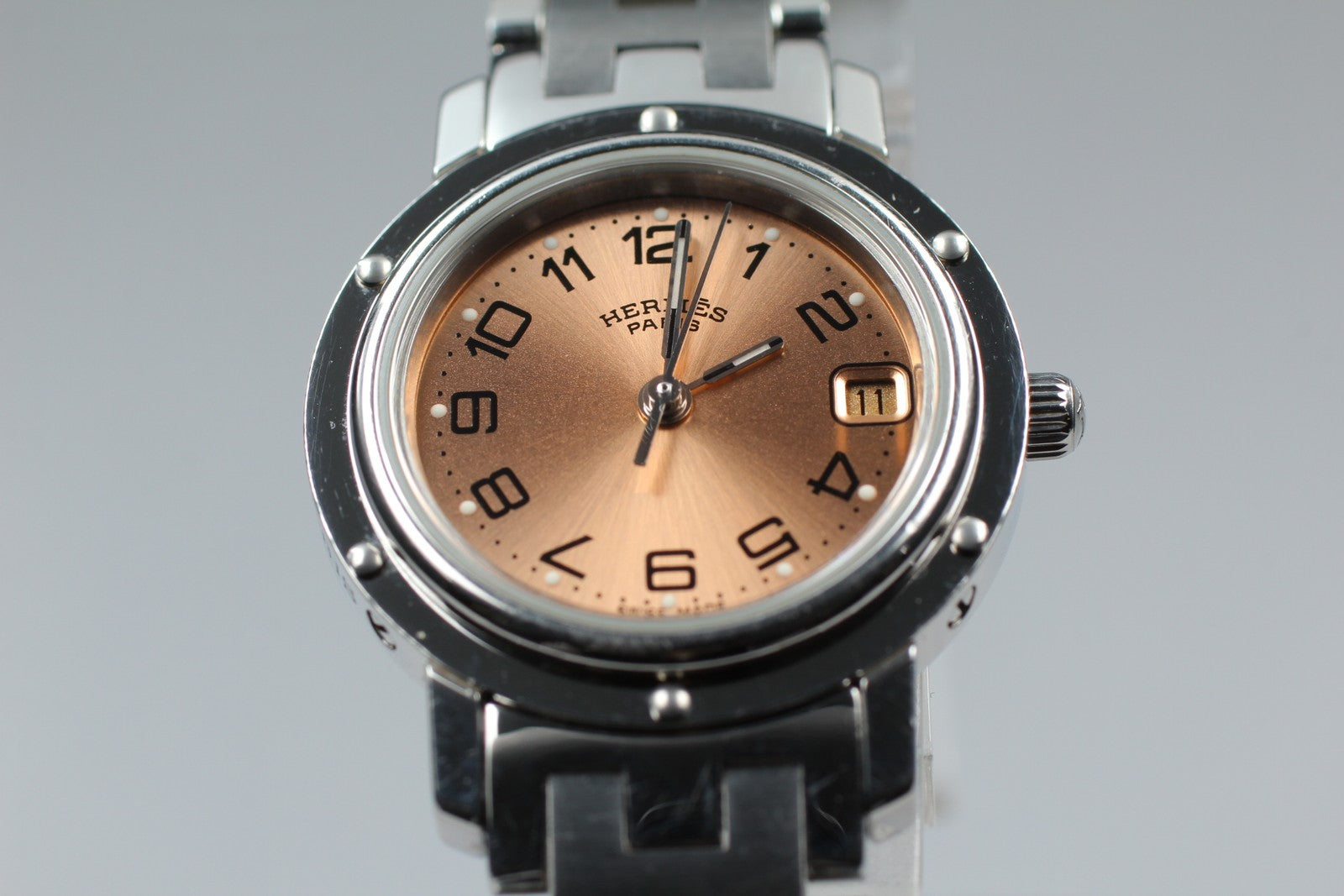 [Exc+5 Box] Hermes Clipper CL4.210 24mm Silver Woman's Quartz Watch JAPAN