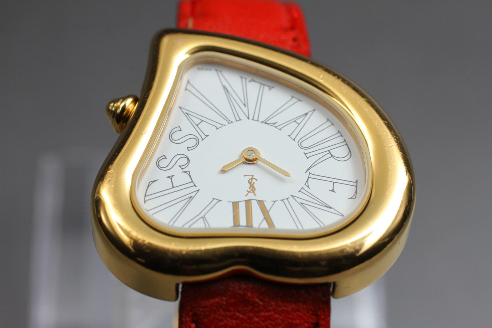 Overhauled [Exc+4] Yves Saint Laurent Heart Gold Red 30mm Women's Watch Quartz