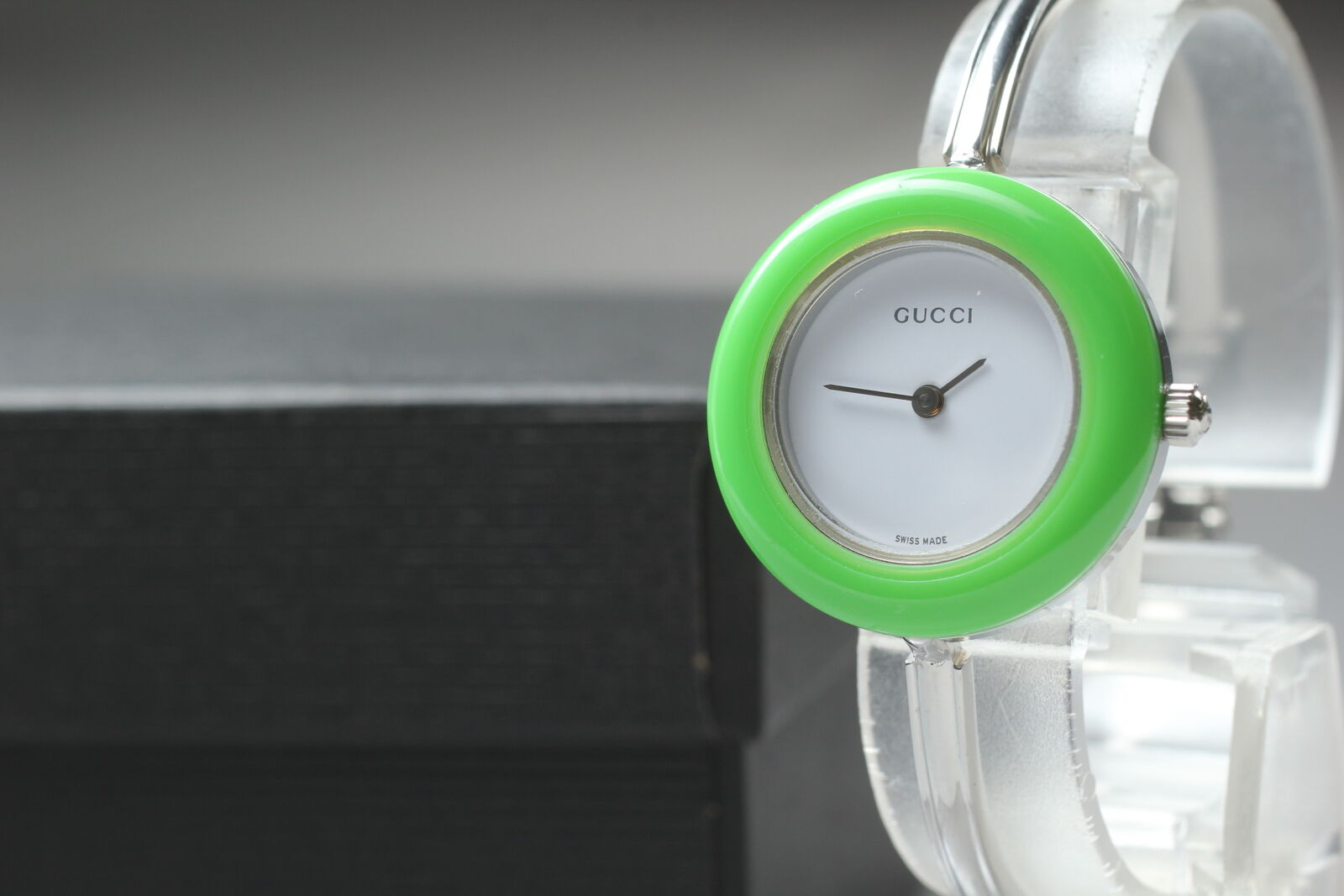 Vintage [Exc+5] Gucci Change Bezel 11/12.2L Green Silver Women's Quartz Watch