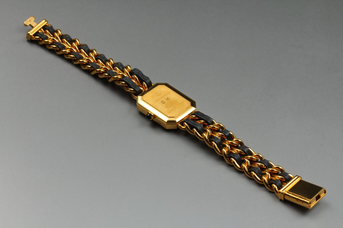 CHANEL Premiere L Size Black Dial Gold 20mm Quartz Women's Watch Vintage [Box]
