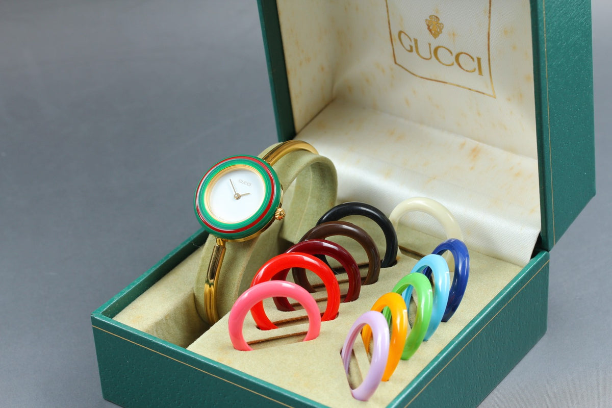 New Batt Gucci Change Bezel 11/12.2 12Color Women's White Quartz Watch JAPAN Box