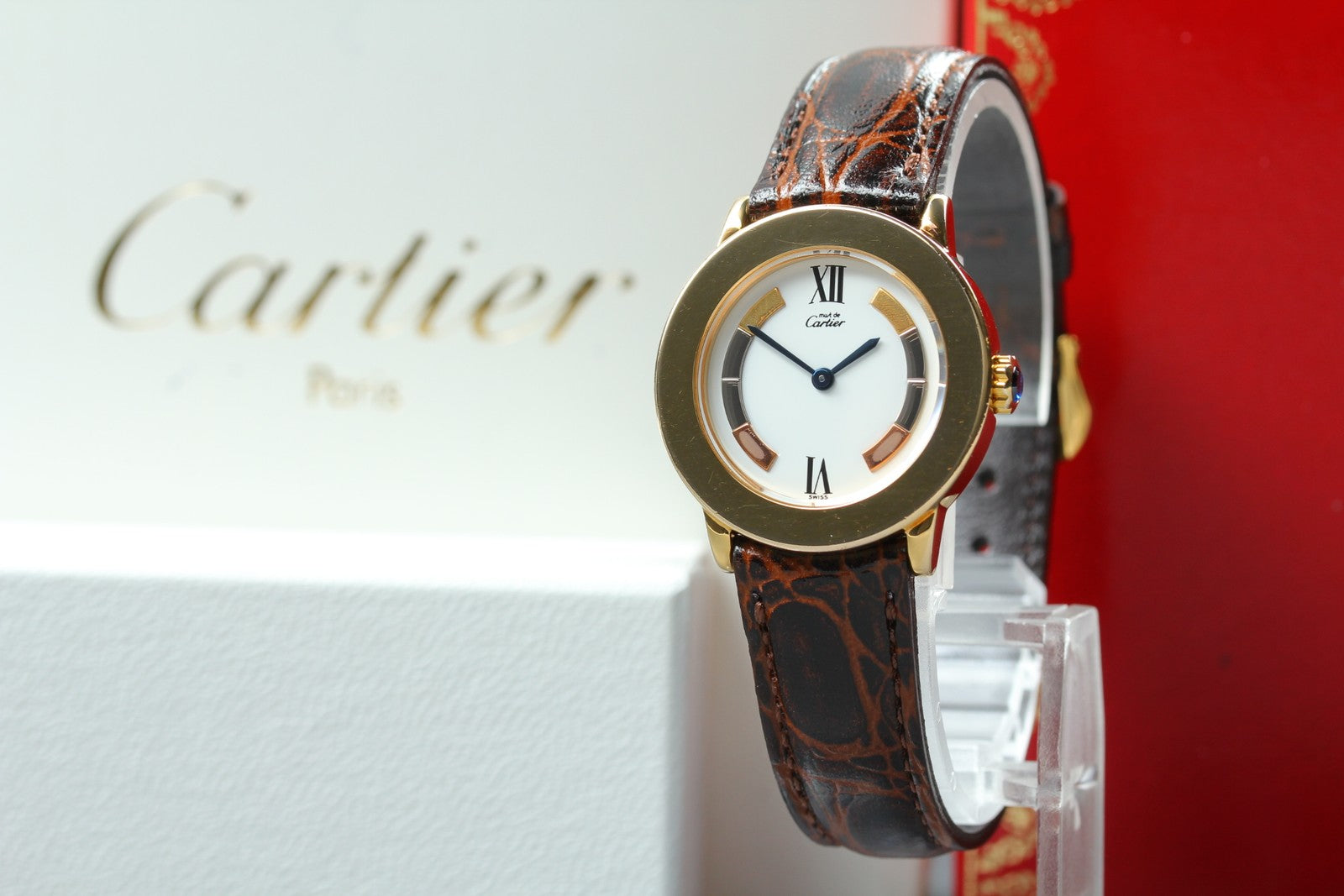 Vintage Cartier Must Ronde de Cartier 1801 Brown 27mm Women's Quartz Watch [Box]