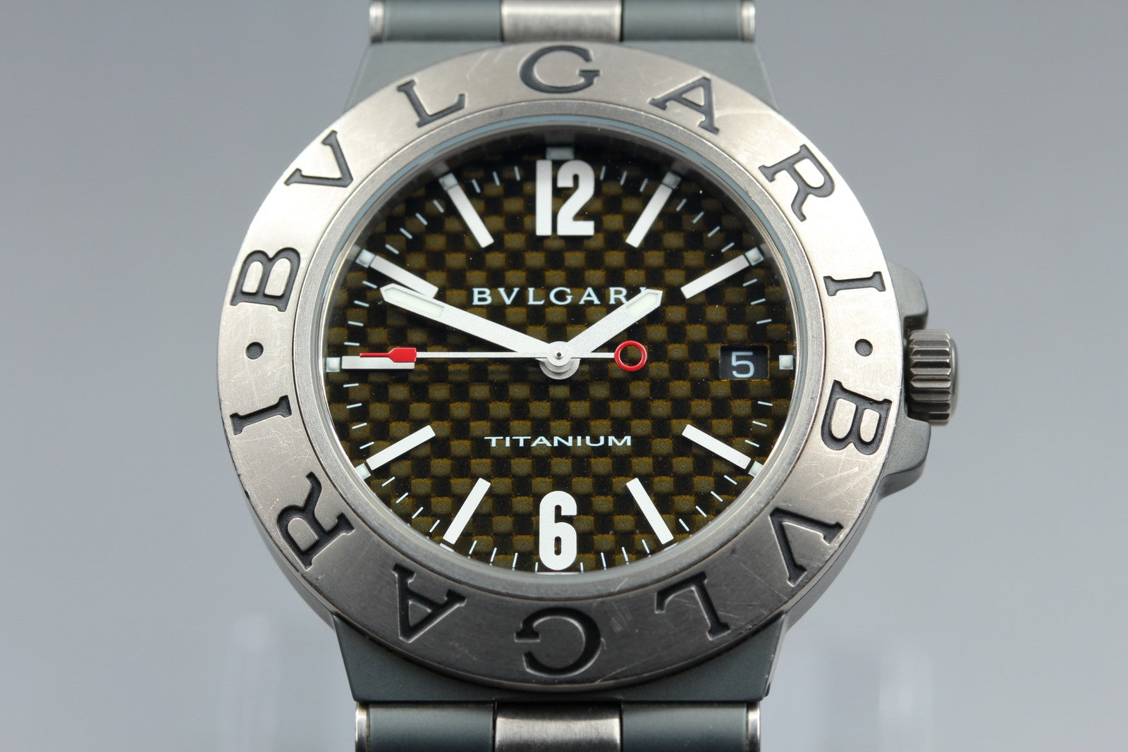 Vintage BVLGARI Diagono TI38TA Automatic Black Date Men's Watch 38mm From JAPAN
