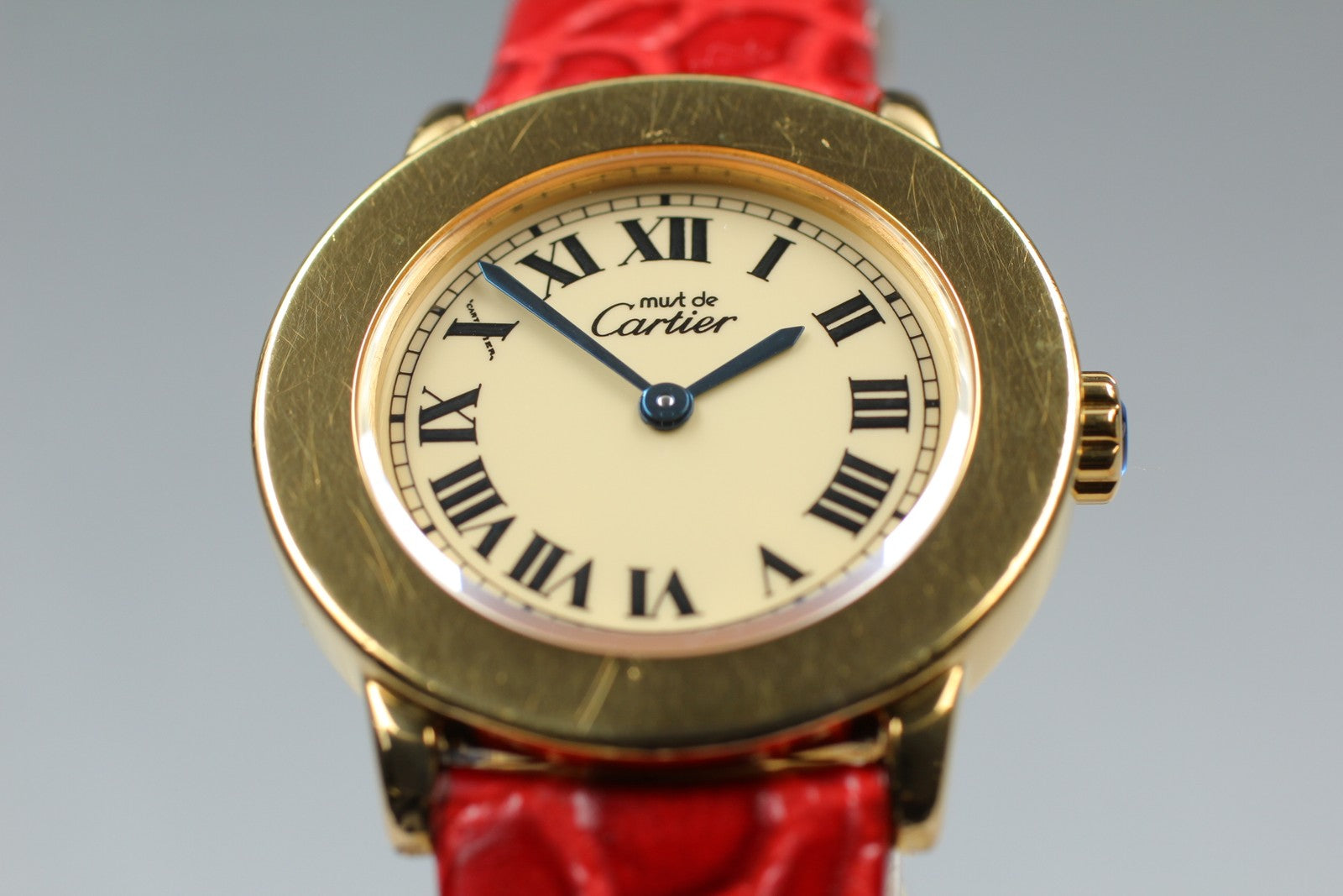 Vintage [Exc+5] Cartier Must Ronde de Cartier 1801 Red 22mm Women's Quartz Watch