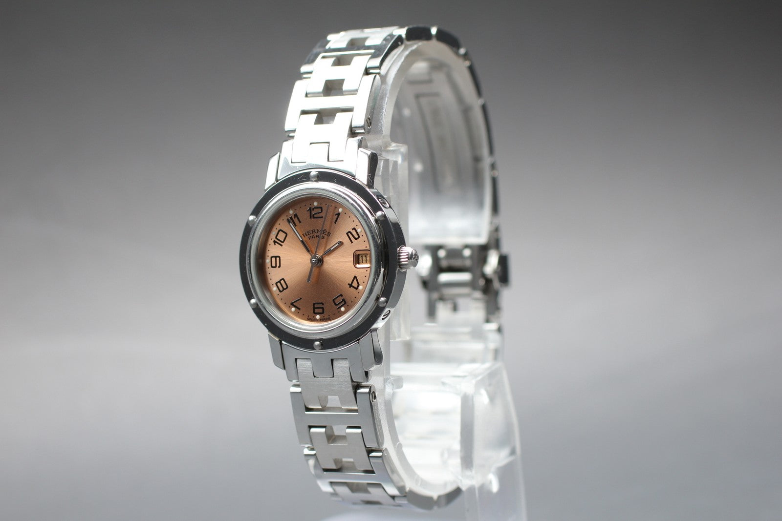 [Exc+5 Box] Hermes Clipper CL4.210 24mm Silver Woman's Quartz Watch JAPAN