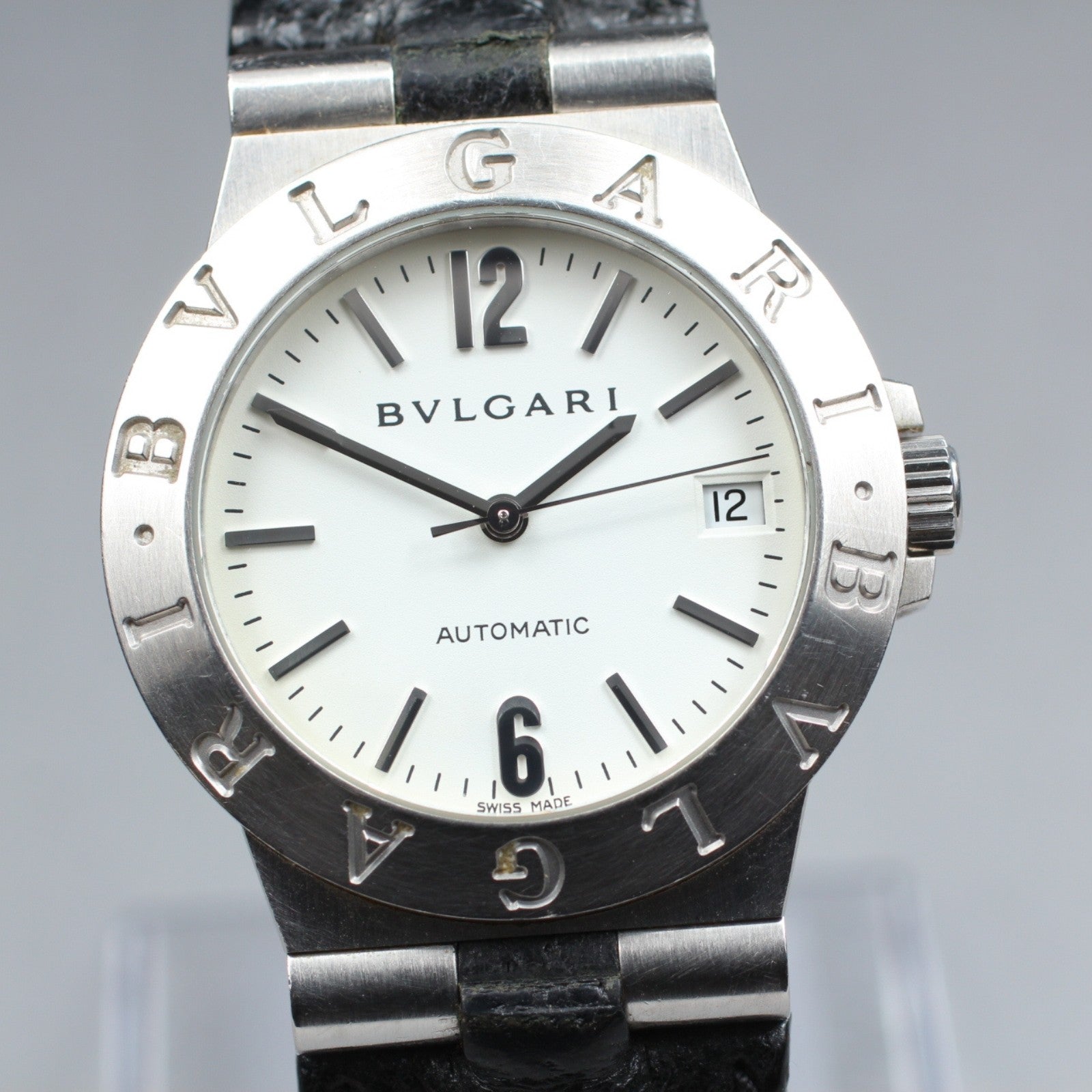 Exc+5* BVLGARI Diagono Sports LCV35S White Dial Automatic Men's Watch 36mm JAPAN