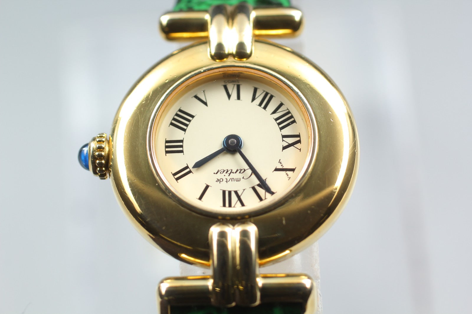 Vintage [Exc+5 Box] Cartier Must Colisee Vermeil 590002 Green Women's Qz Watch