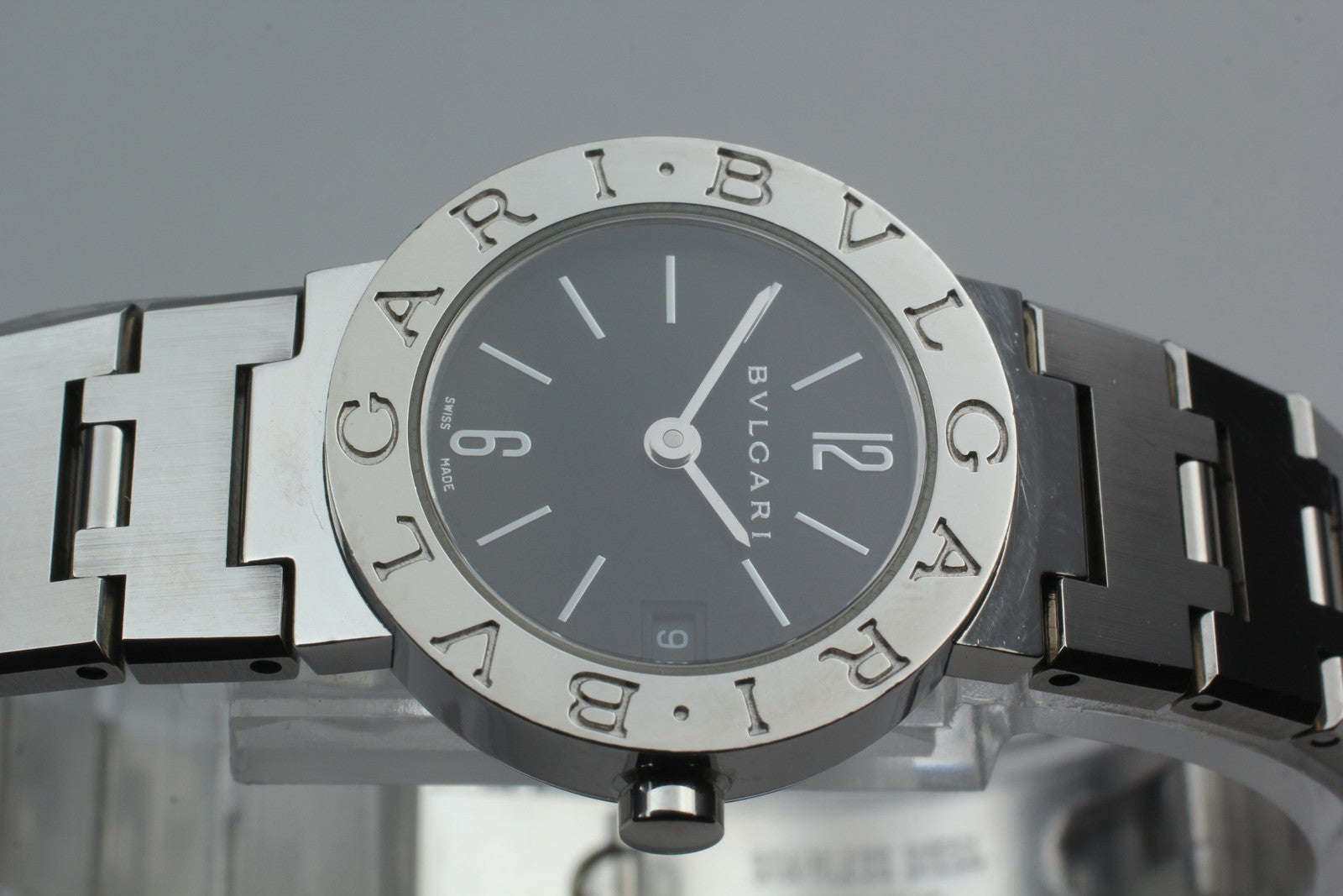 [Exc+5 Box] BVLGARI BVLGARI BVLGARI BB23SS Black Silver 23mm Women's Qz Watch