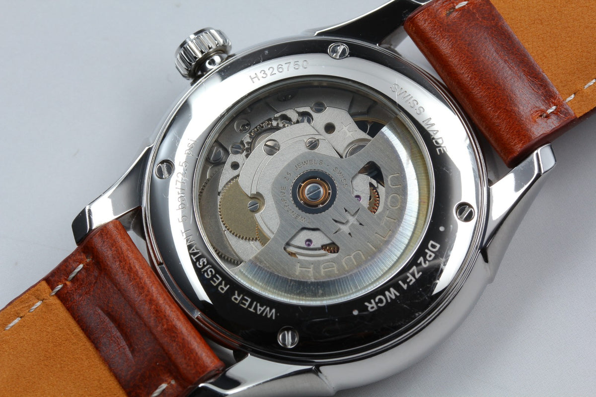 HAMILTON Jazzmaster Open Heart H326750 Blue Brown 39mm AT Men's Watch [Box]