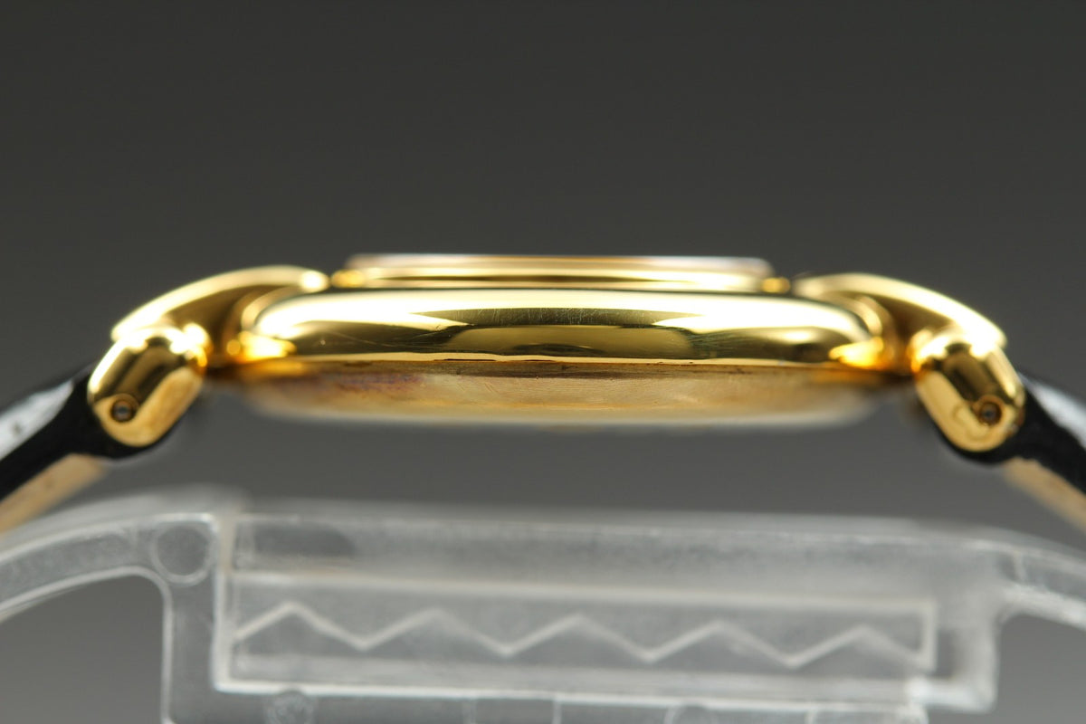Cartier Must Colisee Vermeil 590002 Black Gold Women's Qz Watch Vintage [Box]