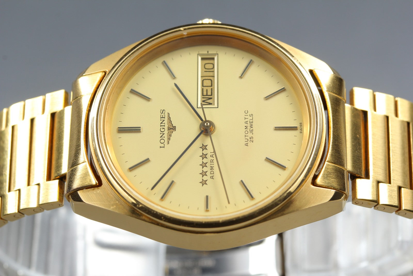 LONGINES Admiral 5 Star L7.634.2 Automatic Gold Day/Date Men's Watch 33mm JAPAN