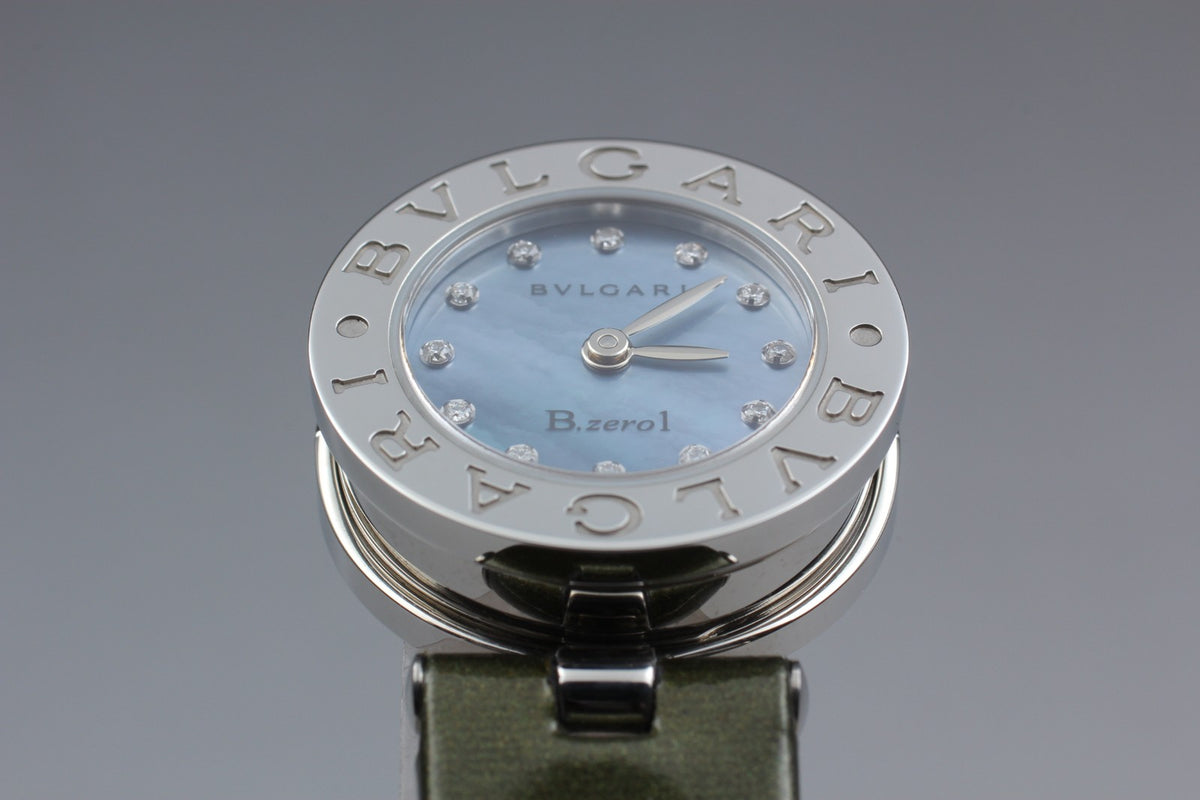 New Batt BVLGARI B-zero1 BZ22S Quartz Blue Dial Women's Watch 22mm JAPAN Box