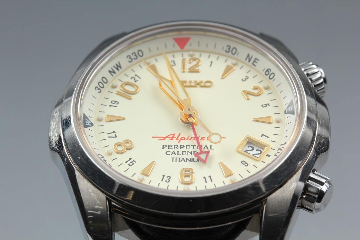 [Serviced] SEIKO Alpinist 8F56-00D0 SBCJ031 Ivory Titanium Men's Watch JAPAN