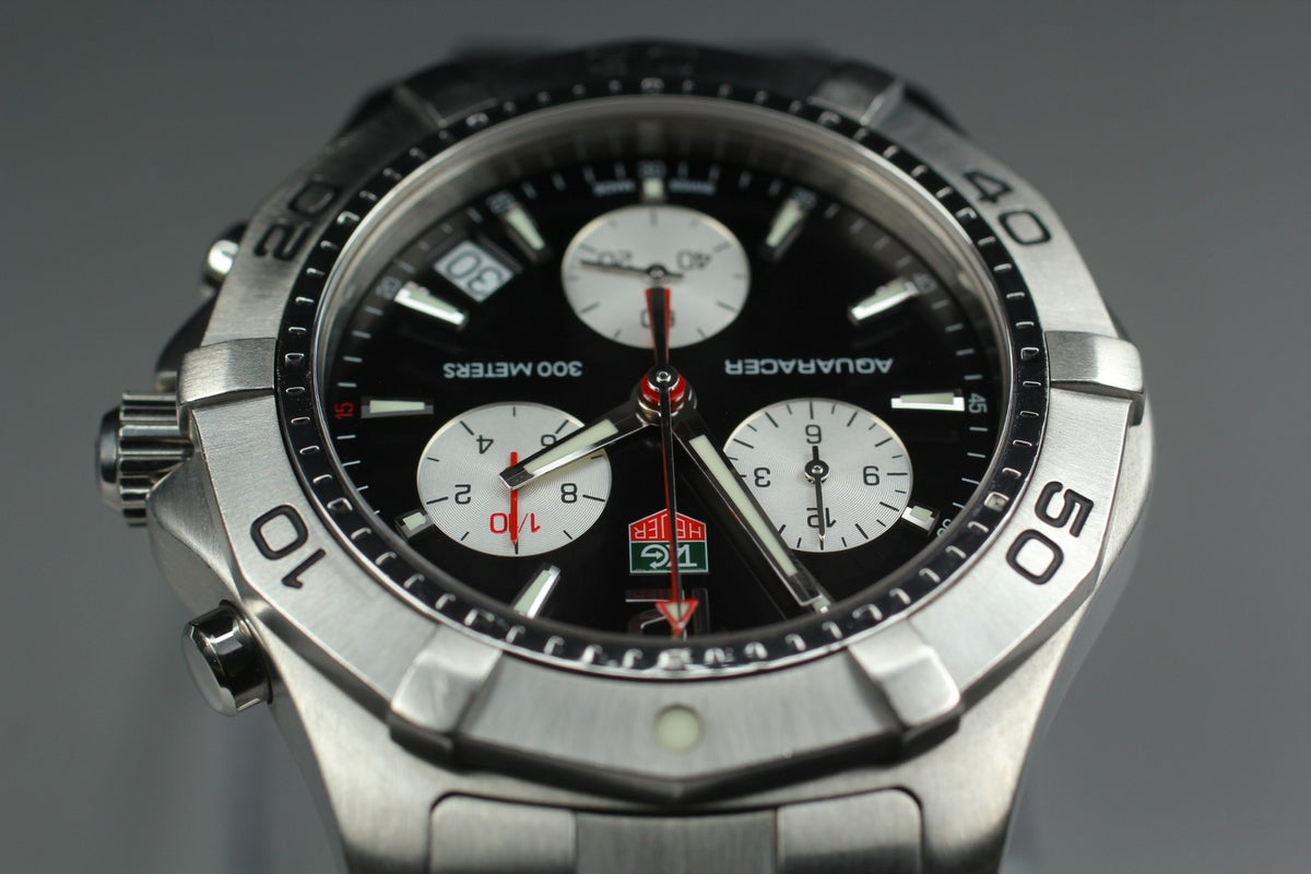 [Exc+5] Tag Heuer Aquaracer CAF1110 Chronograph Black Quartz Men’s Watch JAPAN