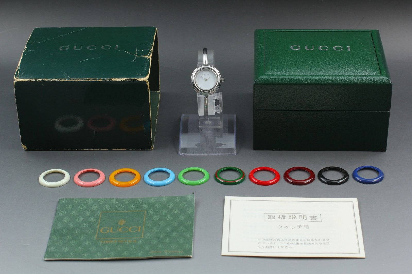 Vintage Gucci Change Bezel 11/12.2L 11 Colors Silver Women's Quartz Watch [Box]