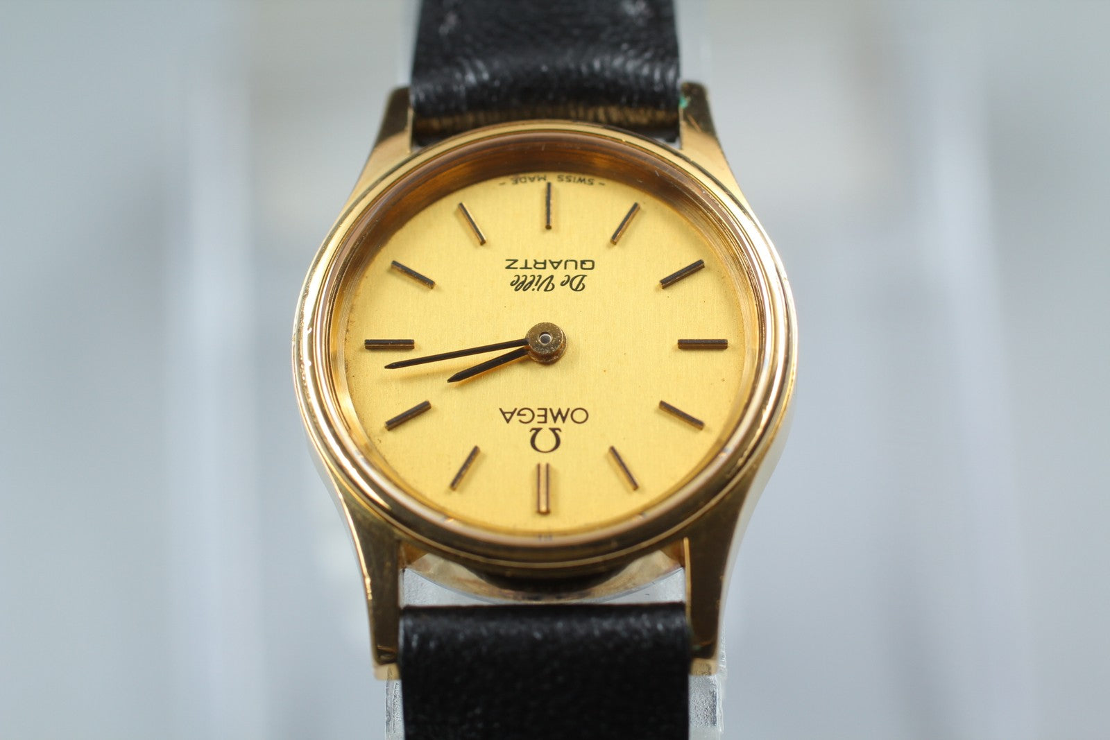 Vintage [Exc+5] OMEGA De Ville Cal.1353 591.0019 Gold Black Quartz Women's Watch