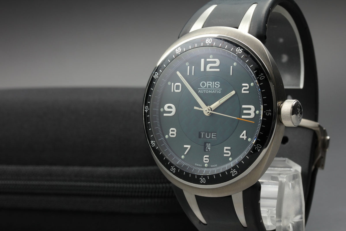 ORIS TT3 7589 Day Date Titanium Green Dial Black 44mm Automatic Men's Watch