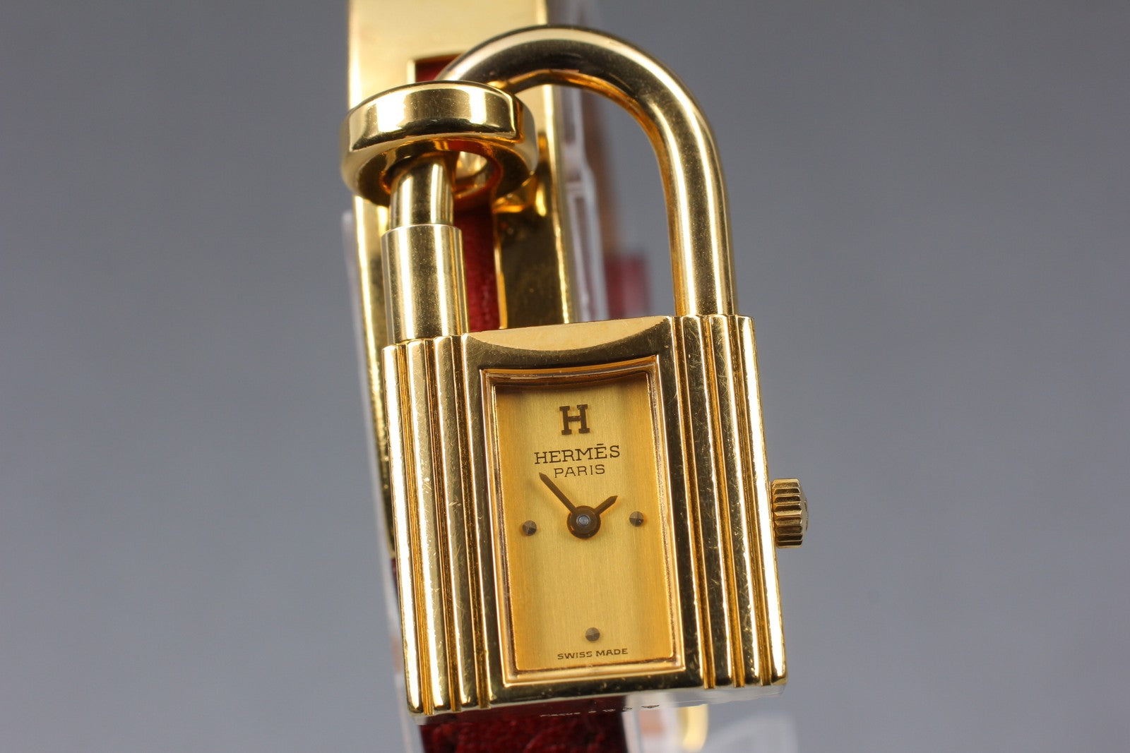 Vintage [Exc+5 Box] HERMES Kelly Watch Gold Red "U" Woman's Quartz Watch JAPAN