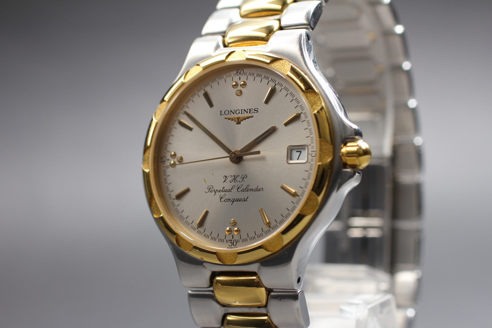 New Batt[Exc+5] LONGINES Conquest VHP L1.627.3 Quartz Silver Men's Watch 34mm JP