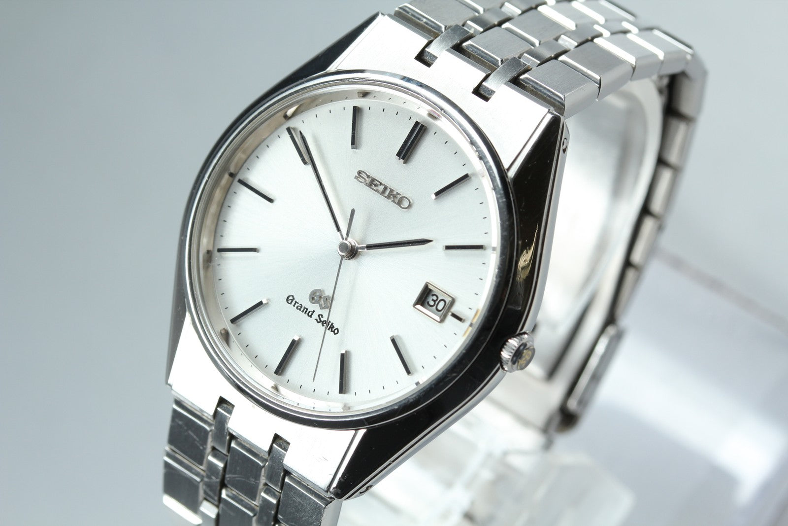 New Batt GRAND SEIKO 9587-8000 SBGS003 Silver Quartz Date Boy's Watch 36mm JAPAN