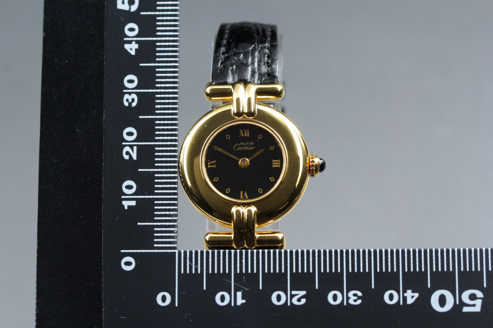 Vintage Cartier Must Colisee Vermeil 590002 Black Women's Quartz Watch [w/Box]