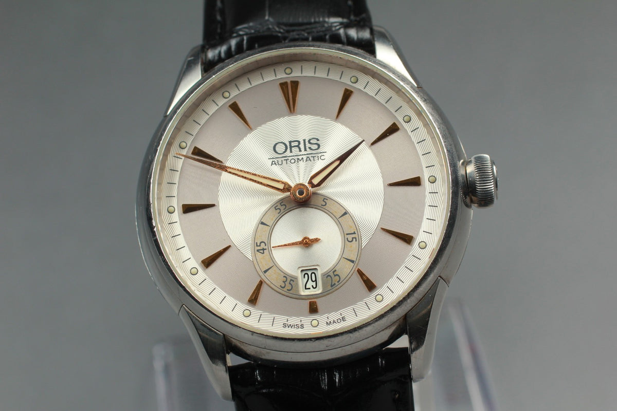ORIS Artelier 7582 Small Second Date Silver Automatic Men's Watch 40mm JAPAN