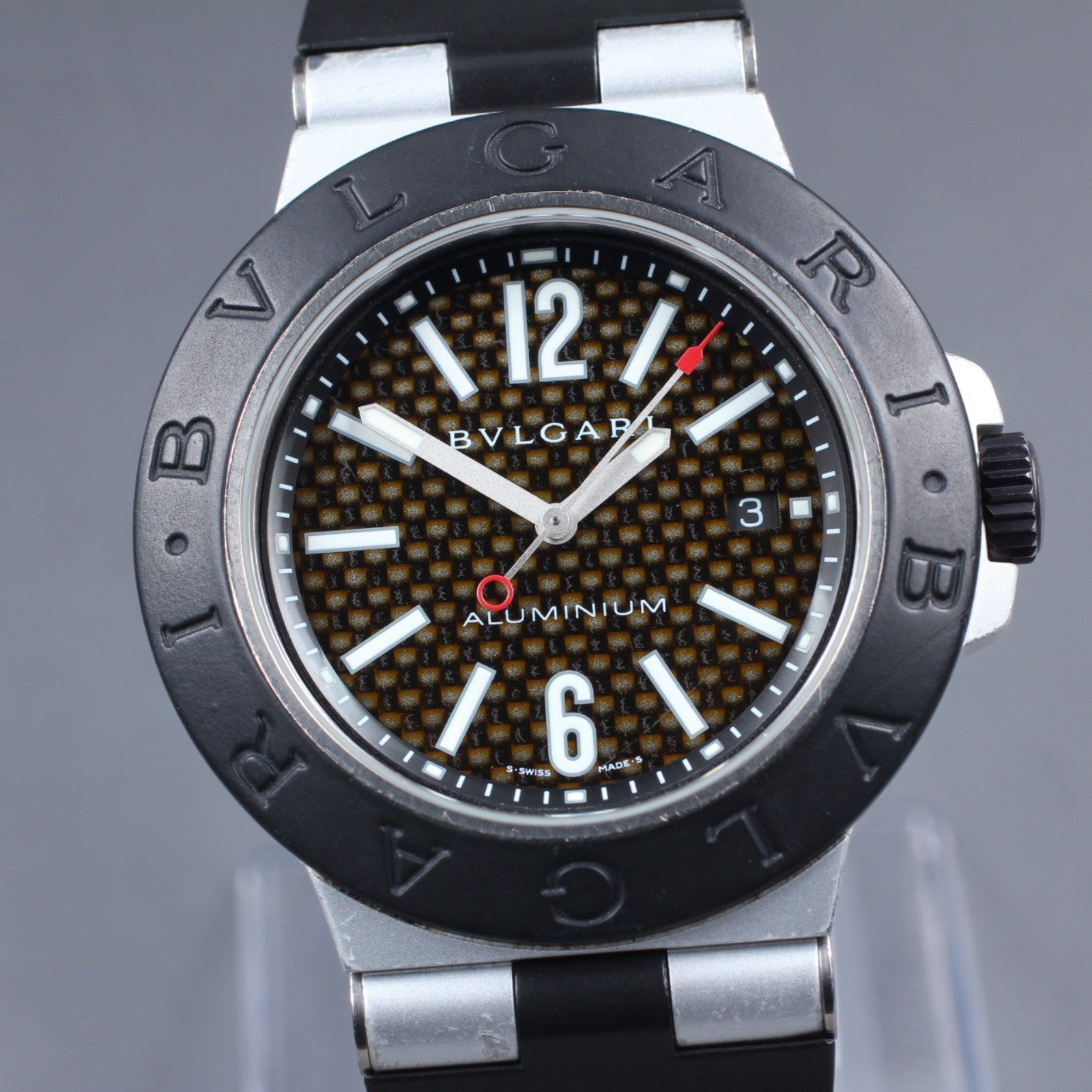BVLGARI Diagono AL44TA Black Dial Automatic Date Men's Watch 44mm JAPAN