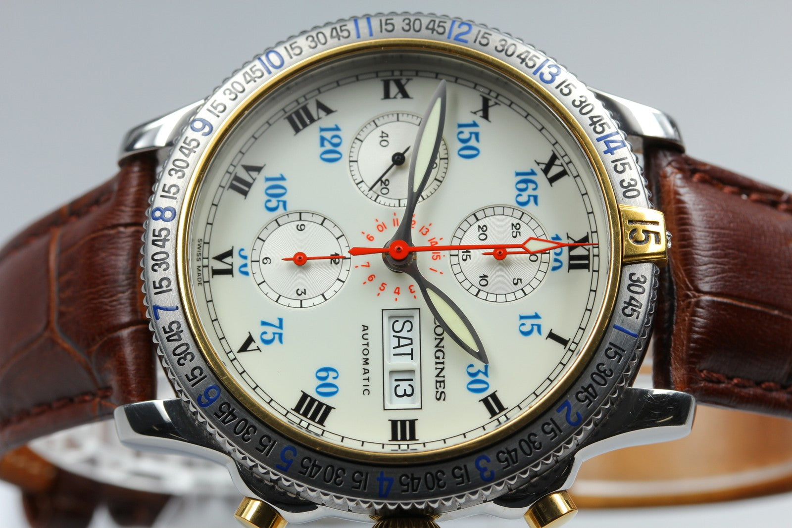 Longines Lindbergh Hour Angle Chronograph L2.618.5 41mm White Dial AT Mens Watch