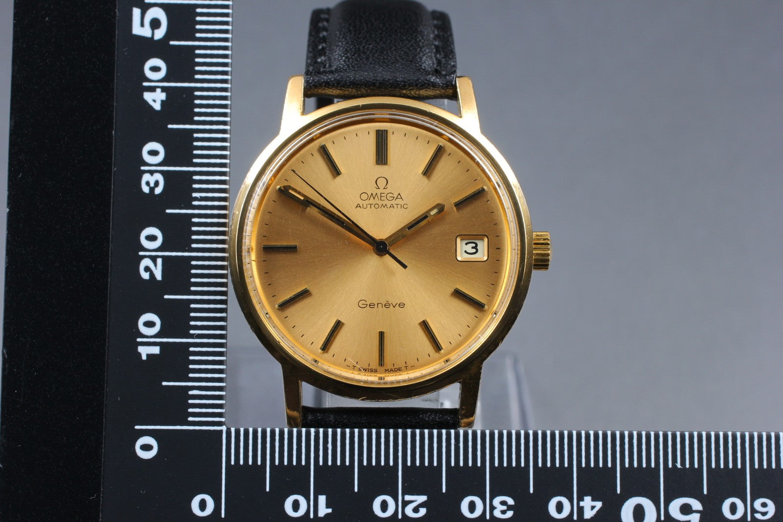 [Exc+5] Omega Geneve 166.0163 Cal.1012 35mm Automatic Date Gold Men's Watch
