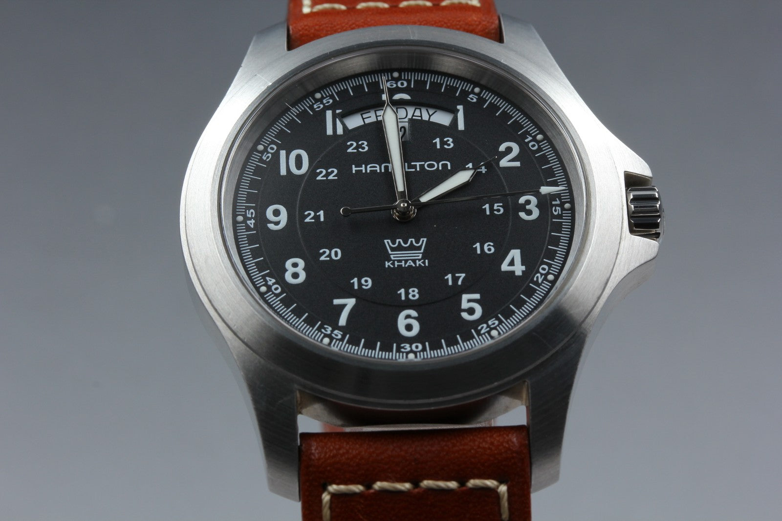 Hamilton Khaki Field King H644510 Black Dial Brown 40mm Men's Quartz Watch
