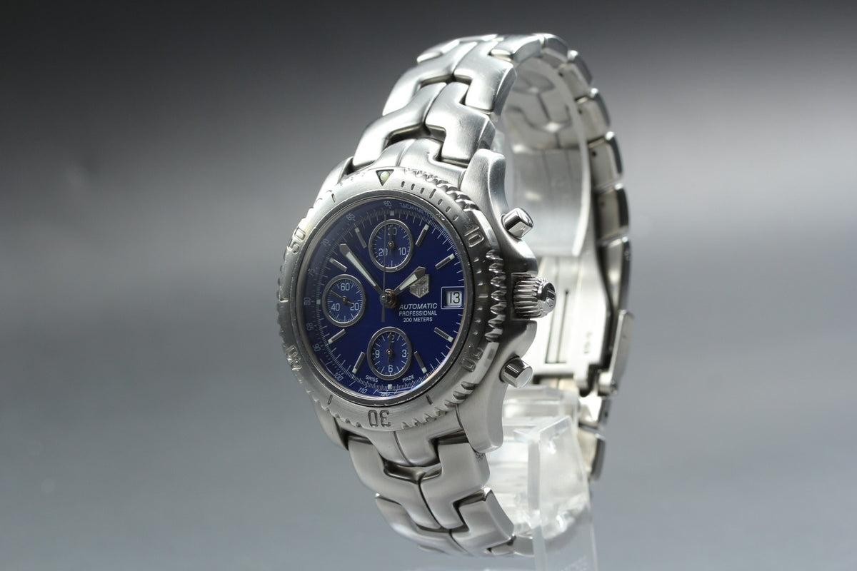 Tag Heuer Link Chronograph CT2110 Blue Dial Date 41mm Automatic Men's Watch Box