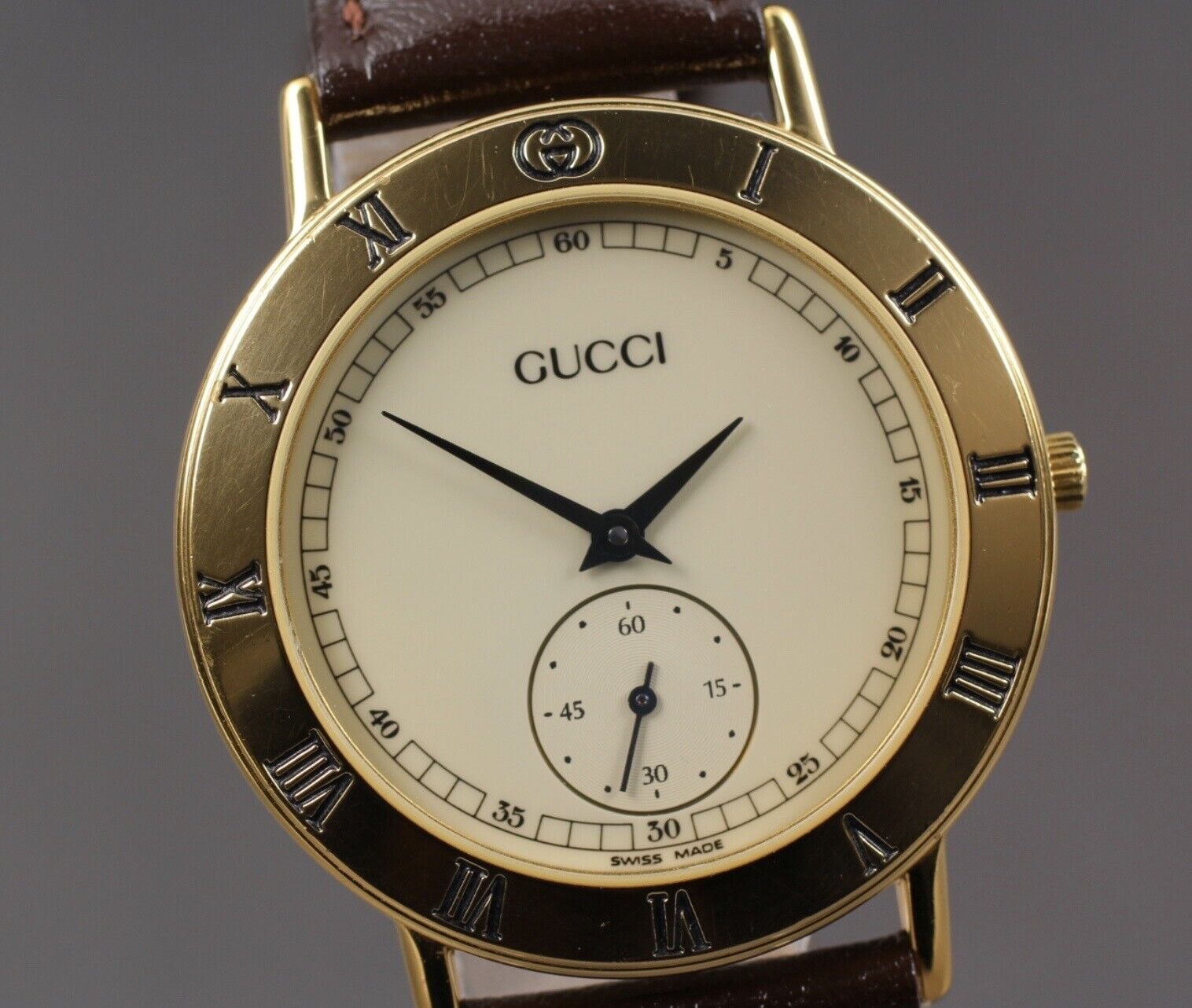 New Battery [Exc+5] Vintage Gucci 3000.2.M Small Second Men's Quartz Watch JAPAN