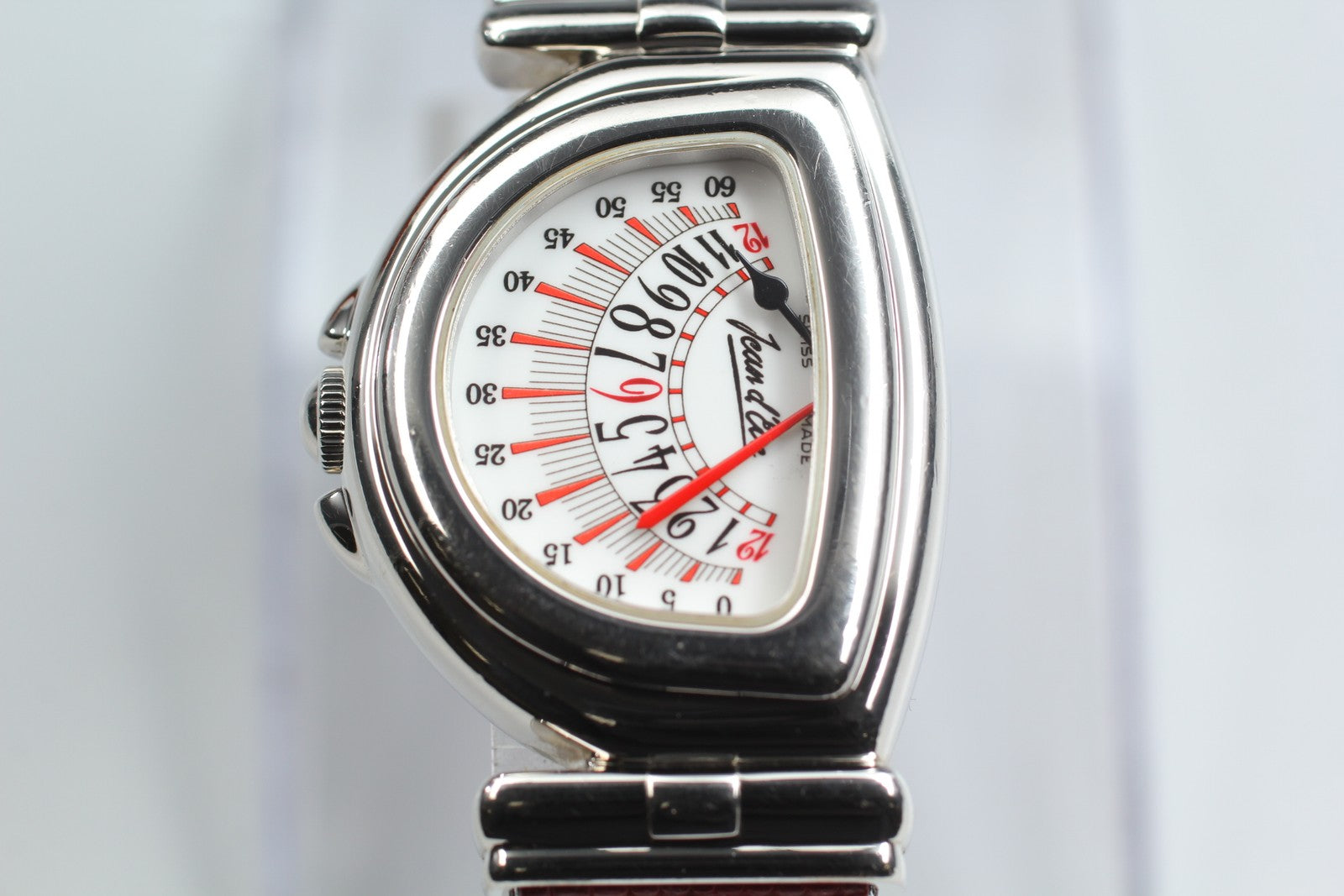 Jean d'eve Sectora Gold 24mm Silver Red Women's Quartz Watch JAPAN [w /Box]