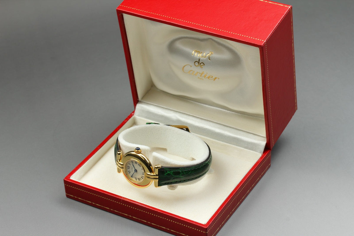 Cartier Must Colisee Vermeil 590002 Green Gold Women's Qz Watch Vintage [Box]