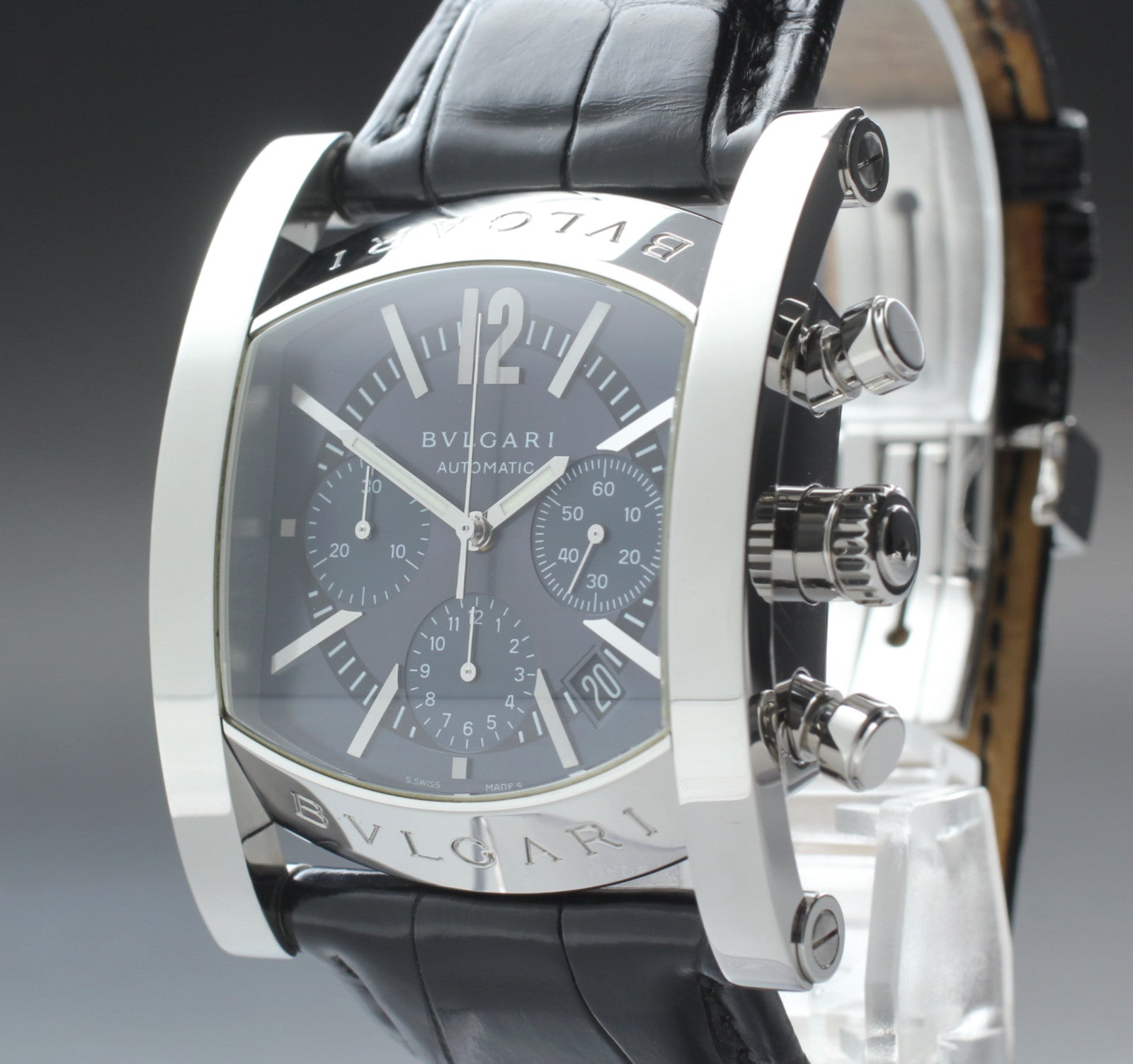 [Exc+5] BVLGARI Assioma AA48SCH Chronograph Black 38mm Automatic Men's Watch