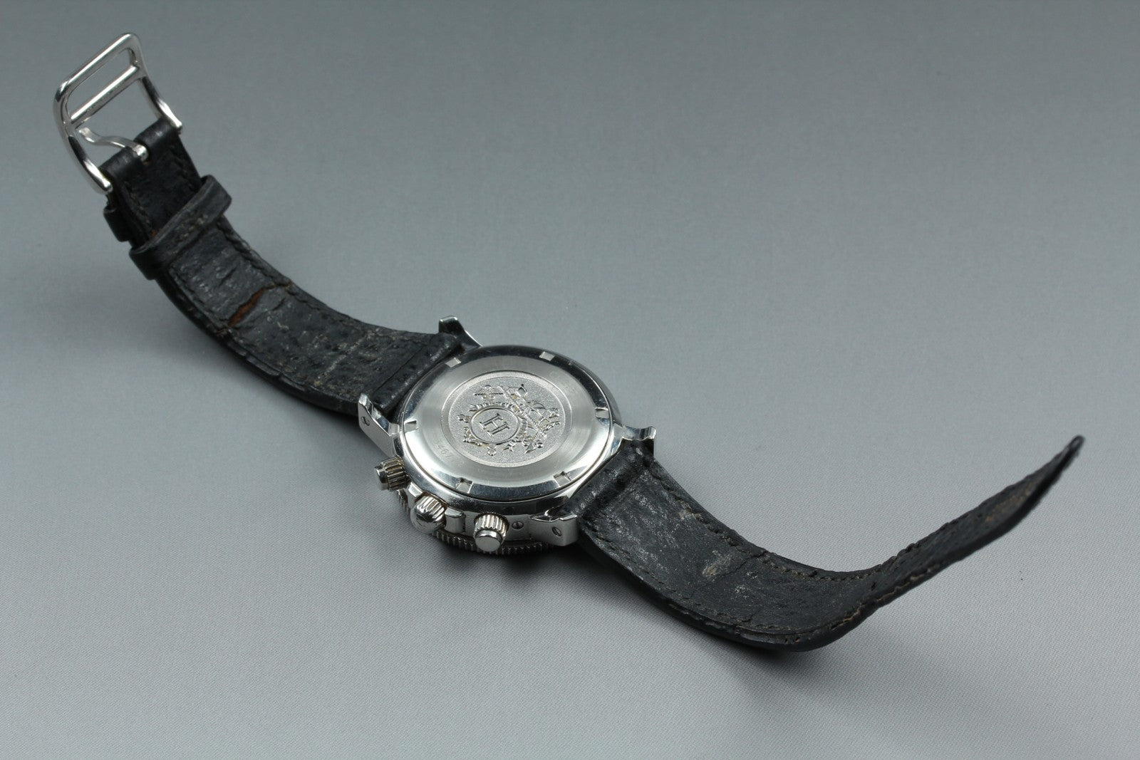 HERMES Clipper CL2.310 Quartz Black Chronograph Women's Watch 33mm Japan Box