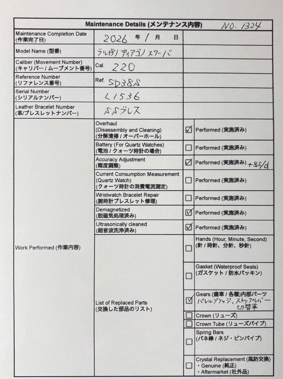 Overhauled [Exc+5] BVLGARI Diagono Scuba SD38S Black Automatic Men's Watch