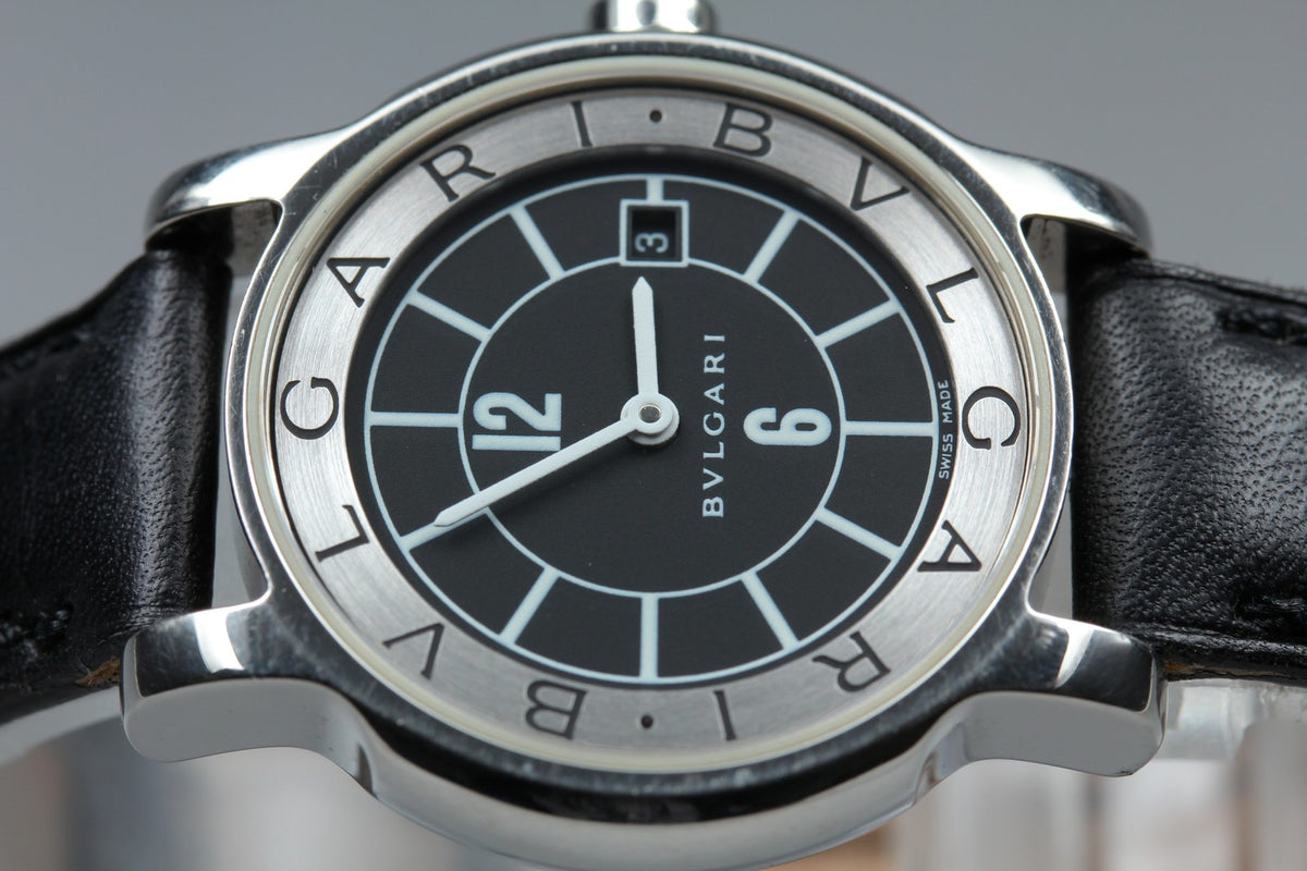 New Batt BVLGARI Solotempo ST29S Quartz Black Women's Watch 29mm JAPAN Box