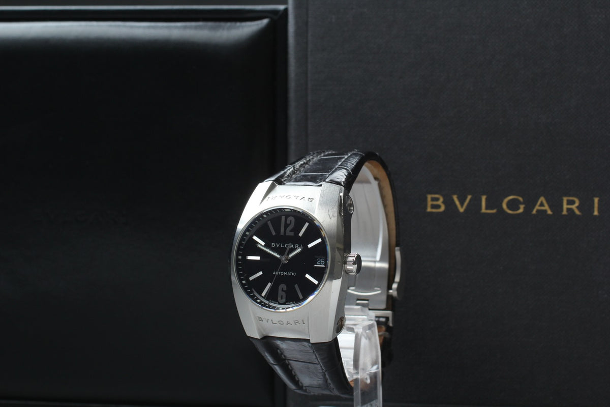 BVLGARI Ergon EG35S Automatic Black Dial Date Men's Watch 35mm JAPAN Box