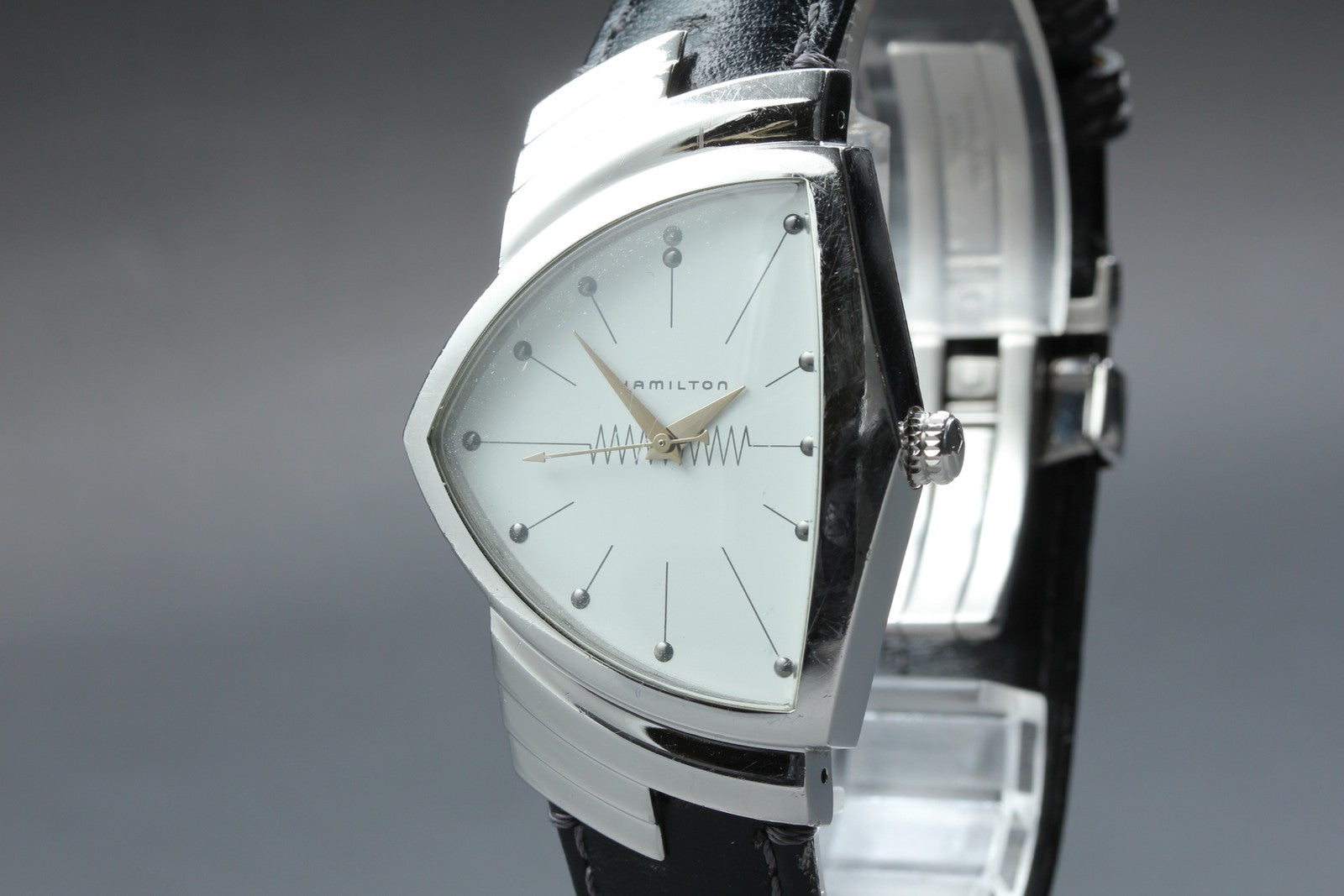 New Batt Hamilton Ventura H244110 Quartz White Dial Men's Watch 33mm JP Exc+4