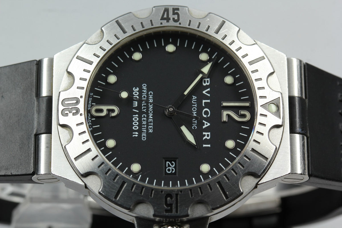 BVLGARI Diagono Scuba SD40S Date black Dial Automatic Men's Watch JAPAN Box