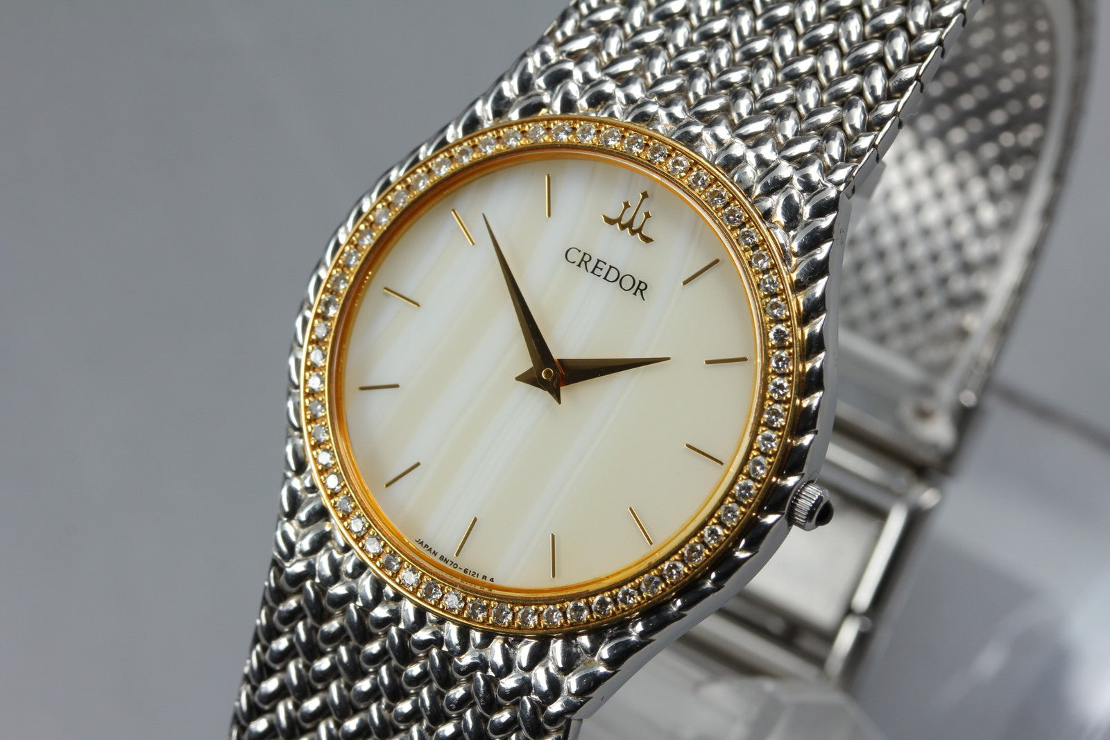 [Exc+5] SEIKO CREDOR 8N70-6140 31mm Diamond Unisex Quartz Watch From JAPAN