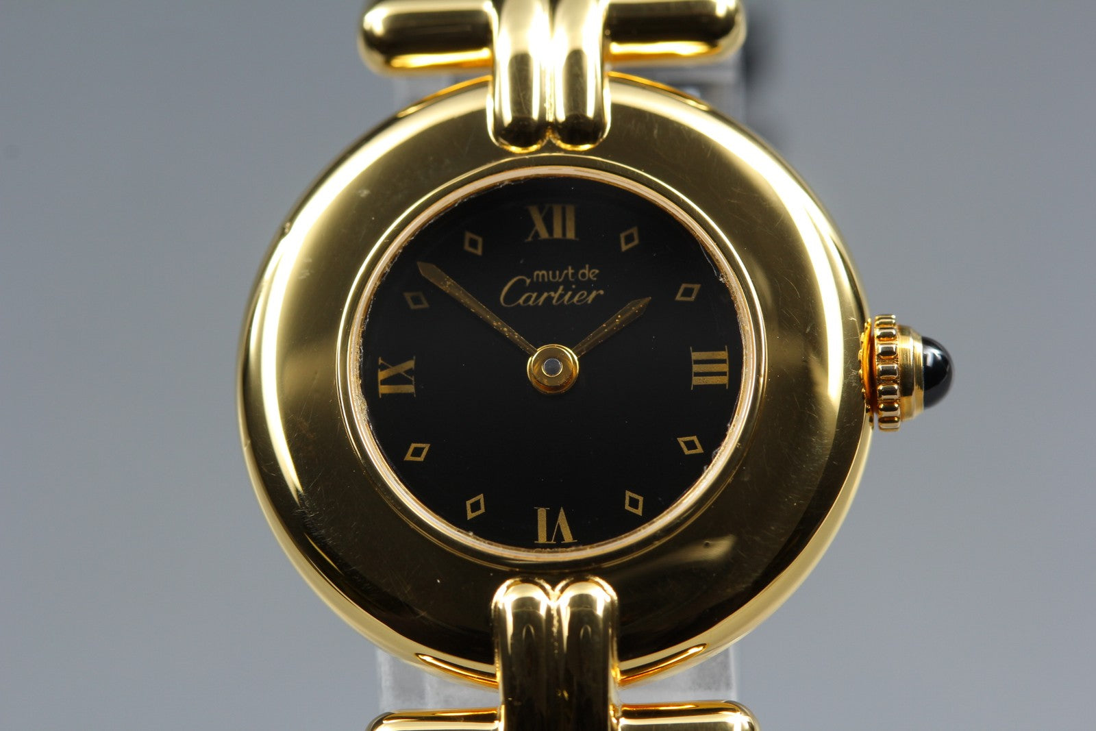 Vintage Cartier Must Colisee Vermeil 590002 Black Women's Quartz Watch [w/Box]