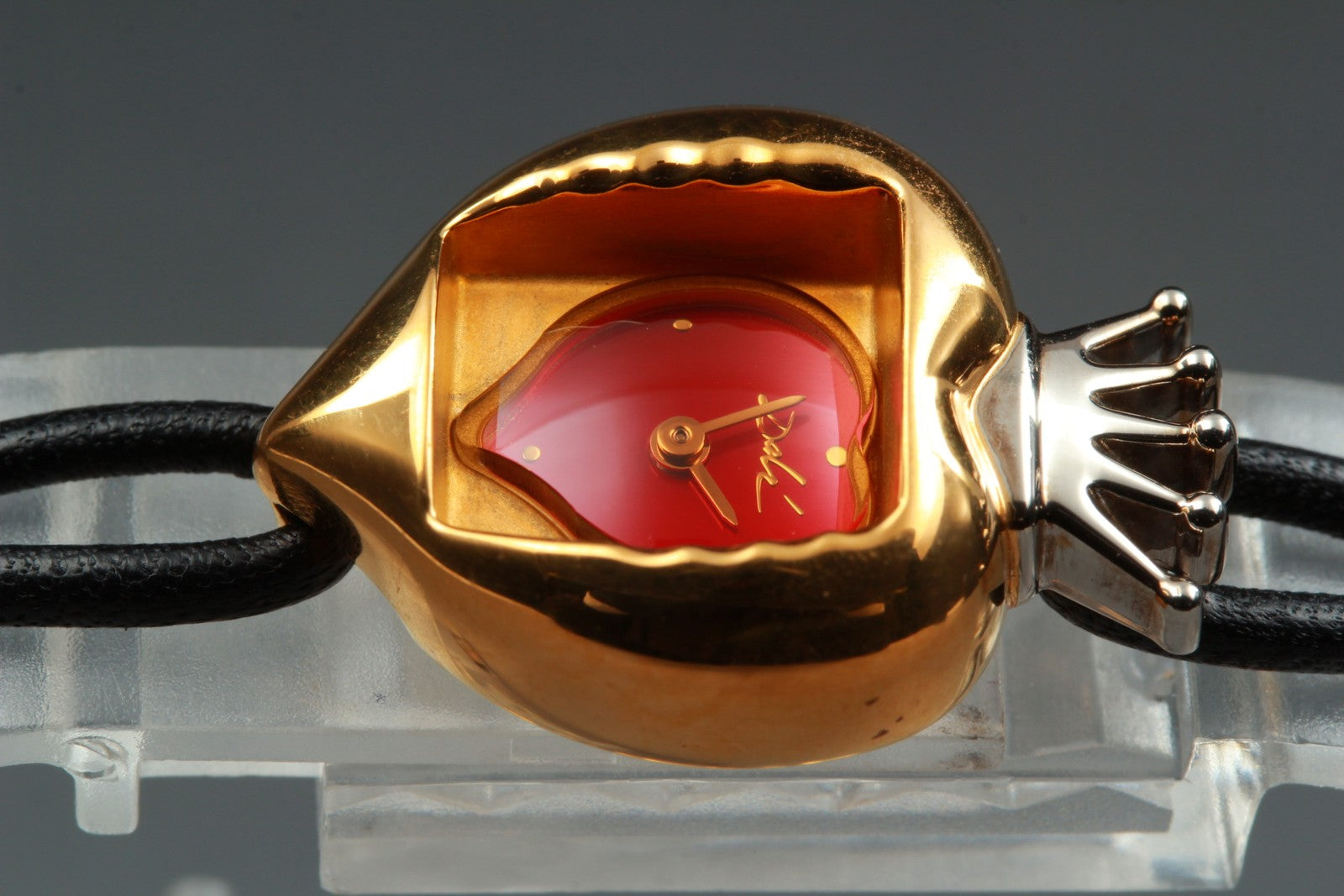 [Exc+5] Salvador Dali Royal Heart 19mm Gold Red Dial Women's Quartz Watch JAPAN